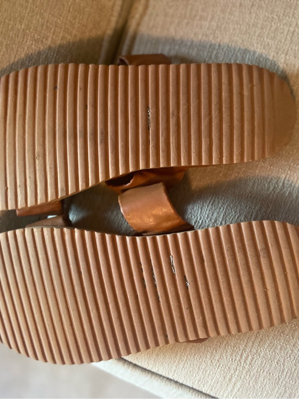 Brown Ruched Double-Strap Slide Sandals - Picture 2 of 2
